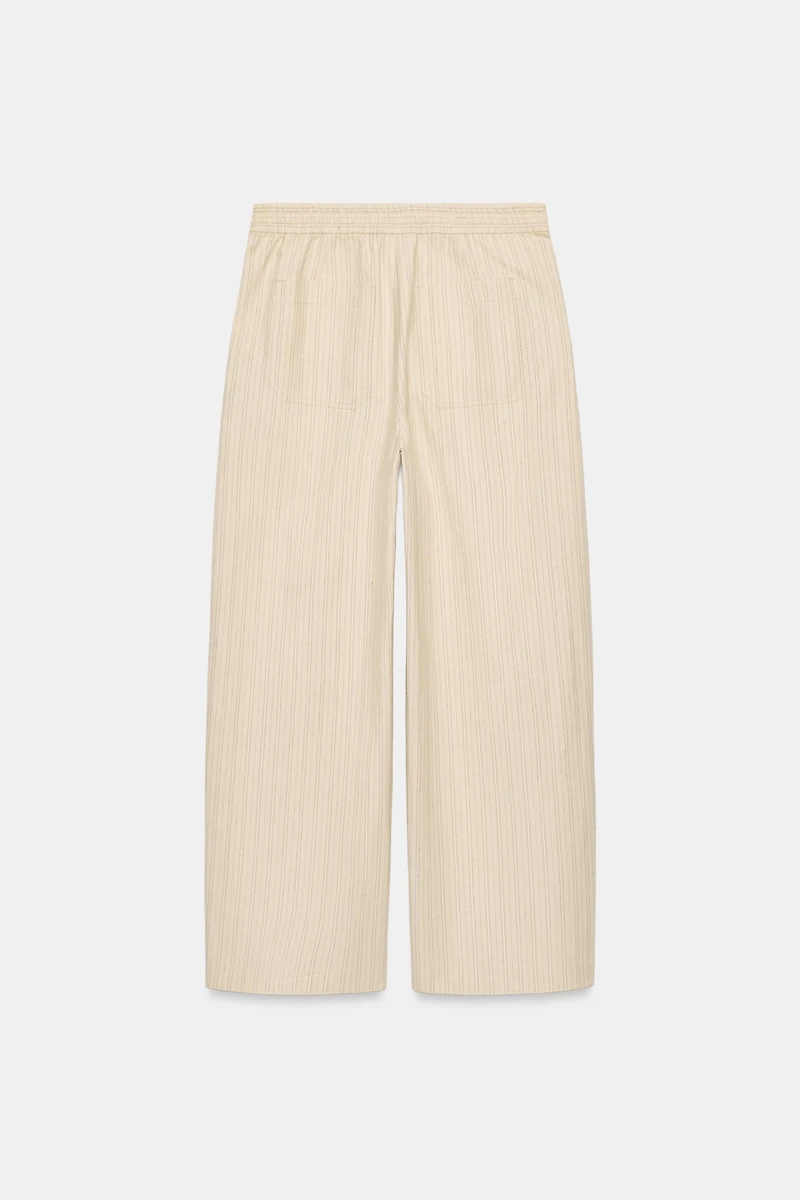 STRIPED LINEN-BLEND ZW COLLECTION PANTS