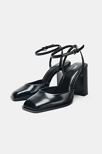 SQUARE TOE SLINGBACK HEELS