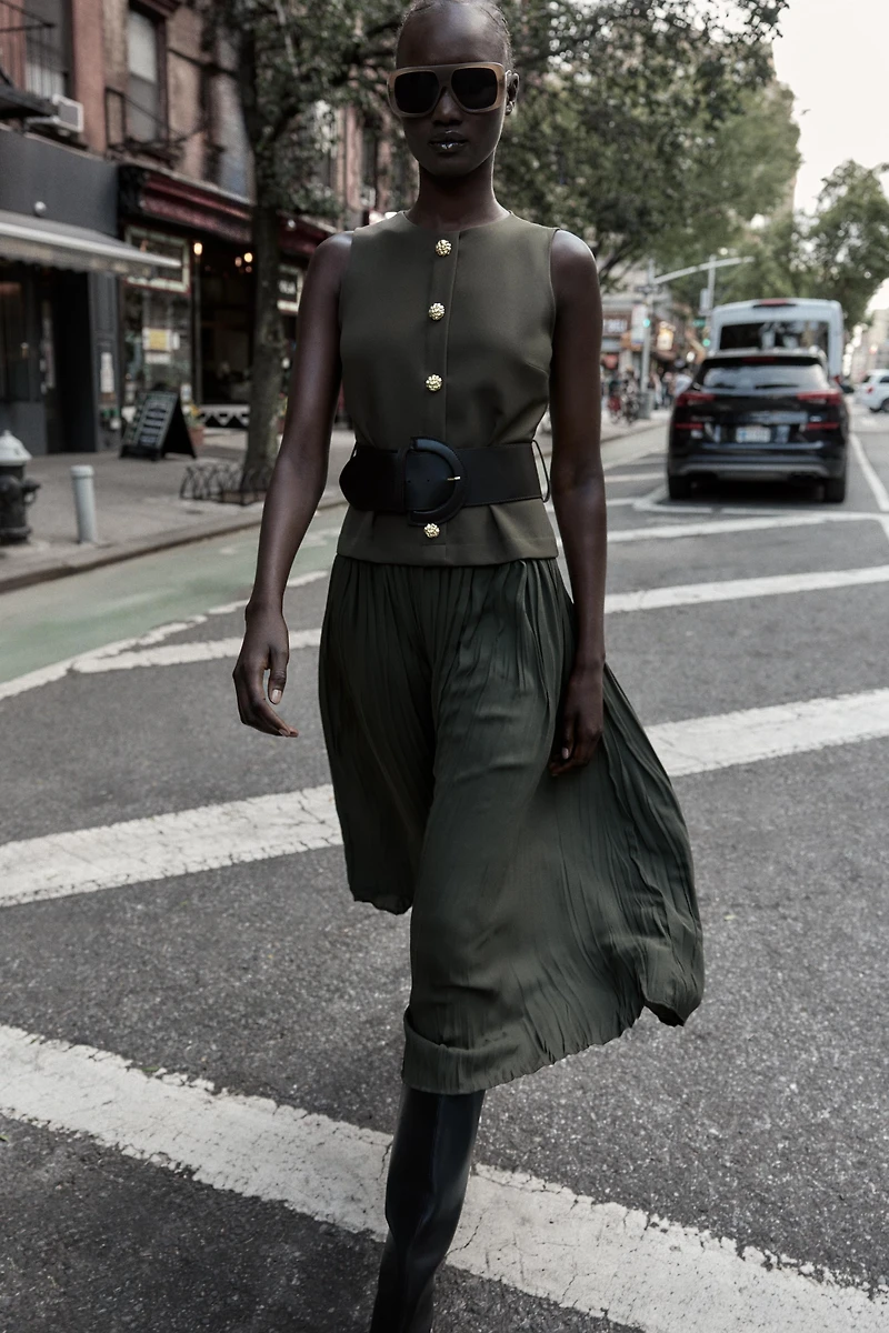 BELTED MIDI DRESS