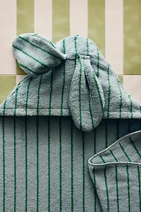 HOODED VELOUR STRIPED BATH TOWEL
