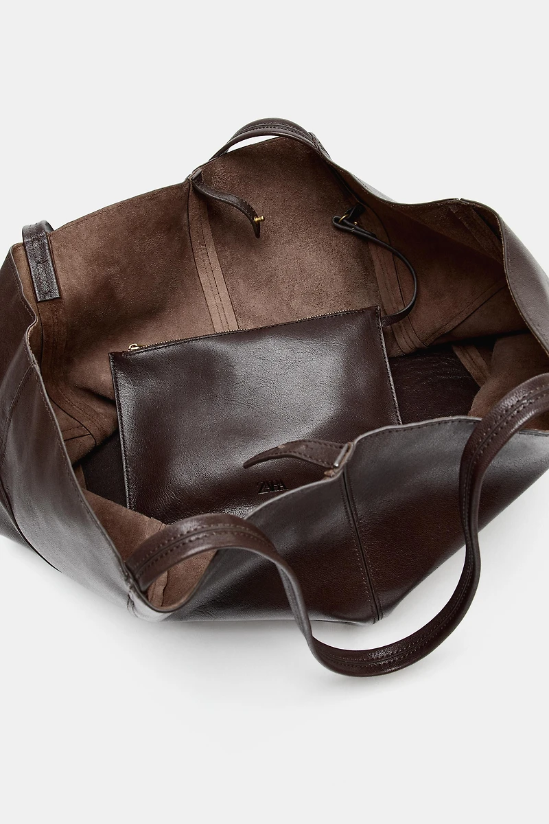 LEATHER MAXI SHOPPER BAG