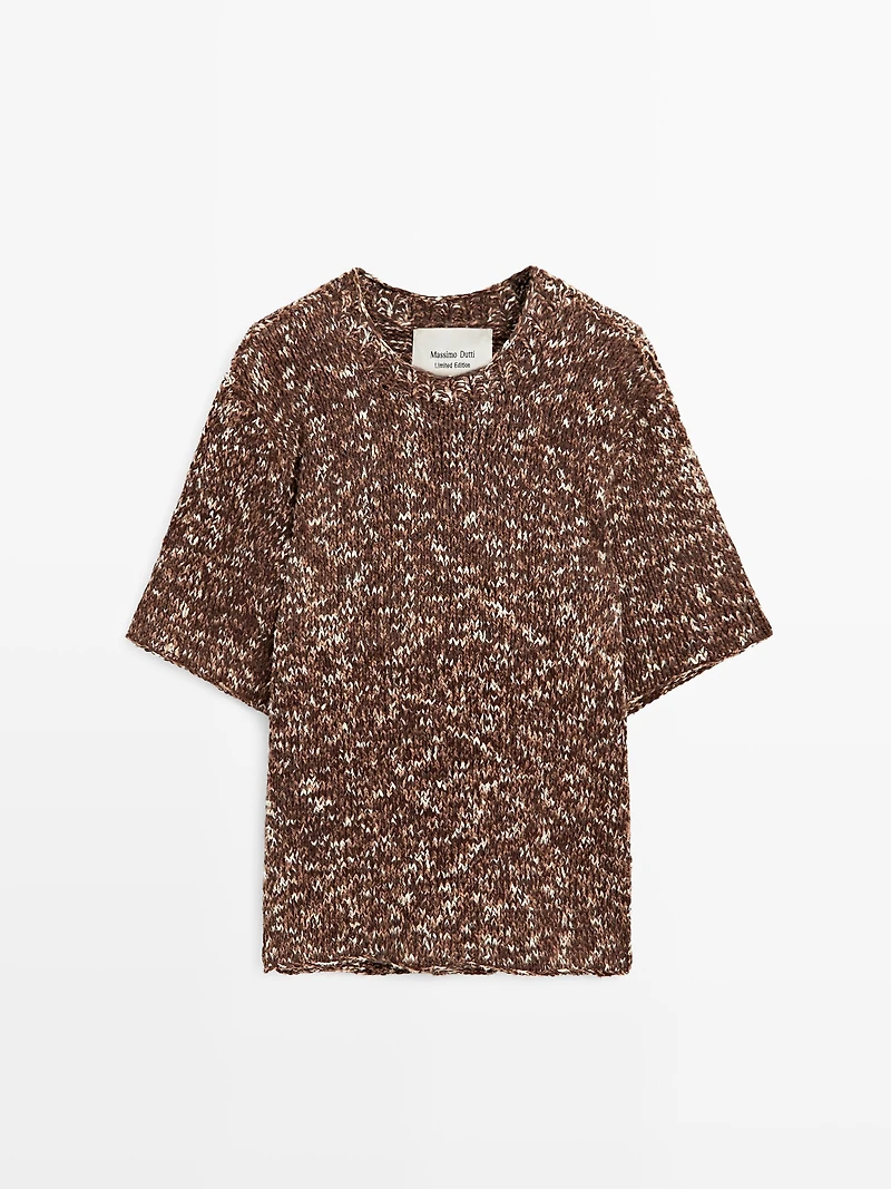 Contrast knit and leather sweater - LIMITED