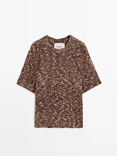 Contrast knit and leather sweater - LIMITED