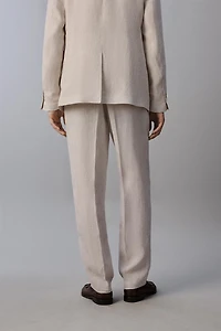 100% LINEN PLEATED SUIT PANTS