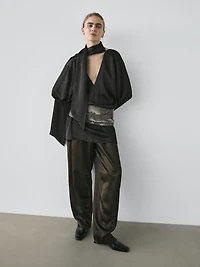 V-neckline blouse with tie detail - STUDIO