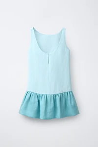 LINEN BLEND RUFFLED DRESS