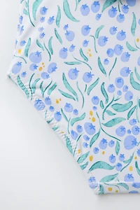 2-6 YEARS/ RUFFLED LEAF PRINT SWIMSUIT