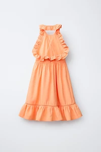 RUFFLED HALTER DRESS