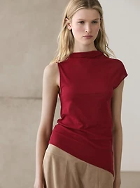 100% cotton top with asymmetric detail