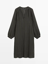 Flowing 100% linen long oversize blouse