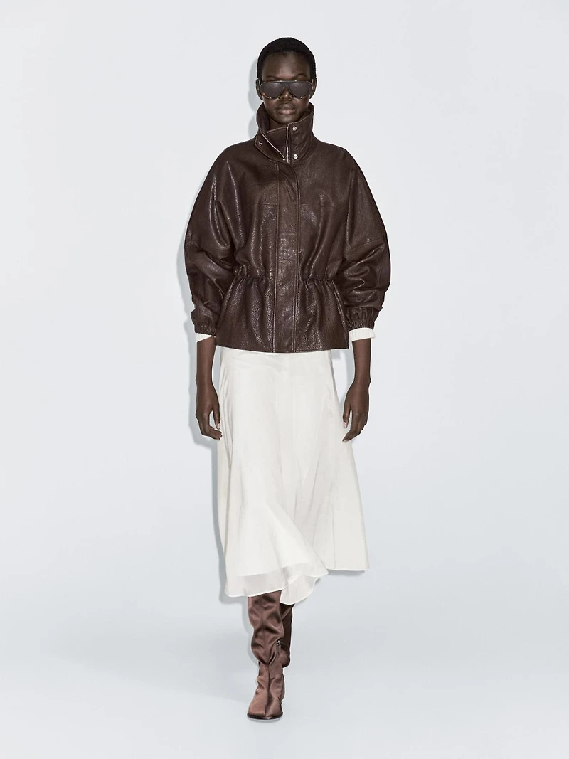 Nappa leather jacket with grainy finish