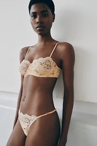 FLORAL PRINT LACE UNDERWIRE BRA