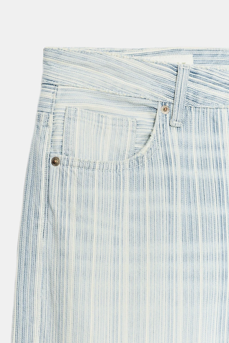TRF LOW RISE STRIPED FOLDED LOOSE JEANS
