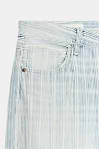 TRF LOW RISE STRIPED FOLDED LOOSE JEANS