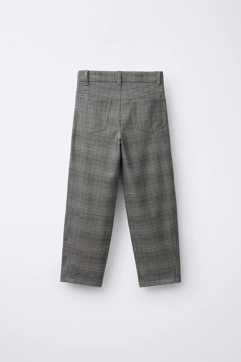 WARM PLAID BARREL PANTS