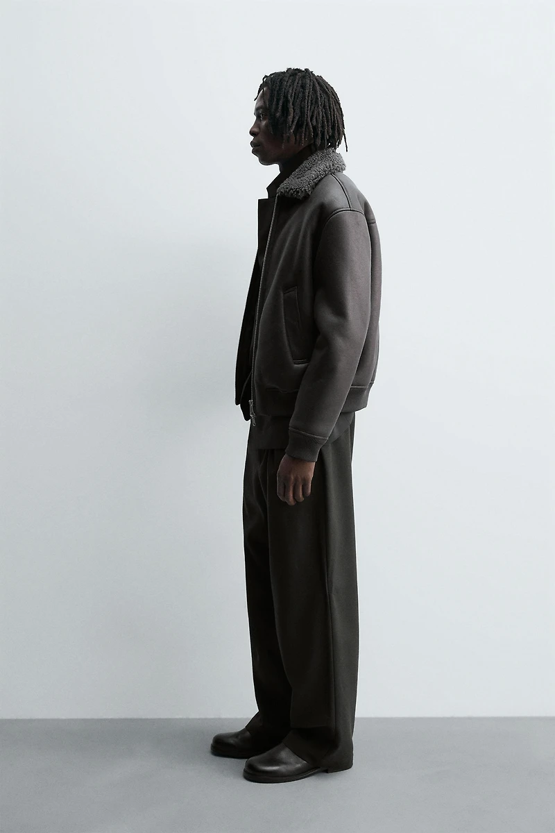 DOUBLE FACED FAUX LEATHER JACKET