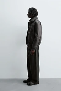 DOUBLE FACED FAUX LEATHER JACKET