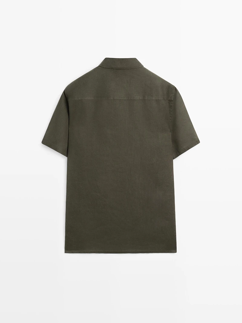 Regular fit short sleeve linen shirt