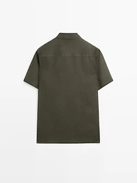 Regular fit short sleeve linen shirt