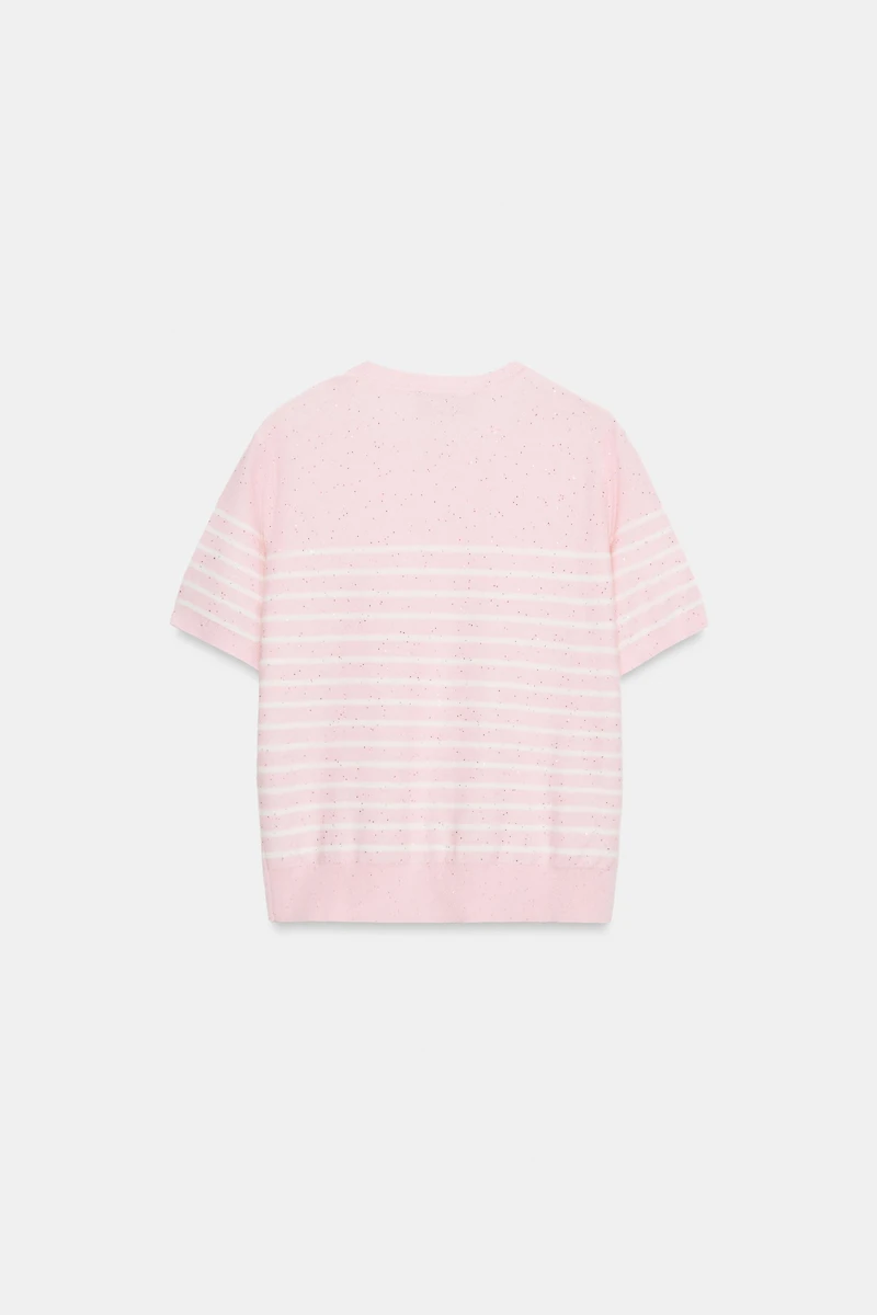 STRIPED SEQUIN KNIT TOP