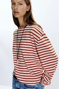 SLUB STRIPED COTTON T-SHIRT