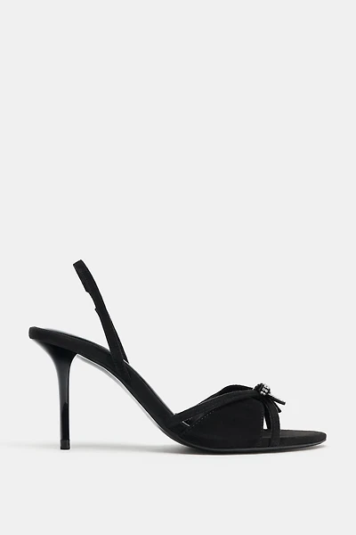 SPARKLY BOW LEATHER SANDALS