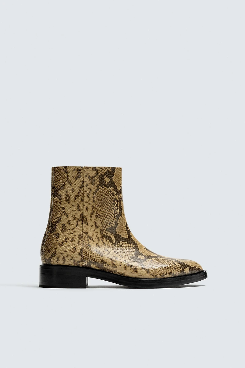 ANIMAL PRINT LEATHER BOOTS