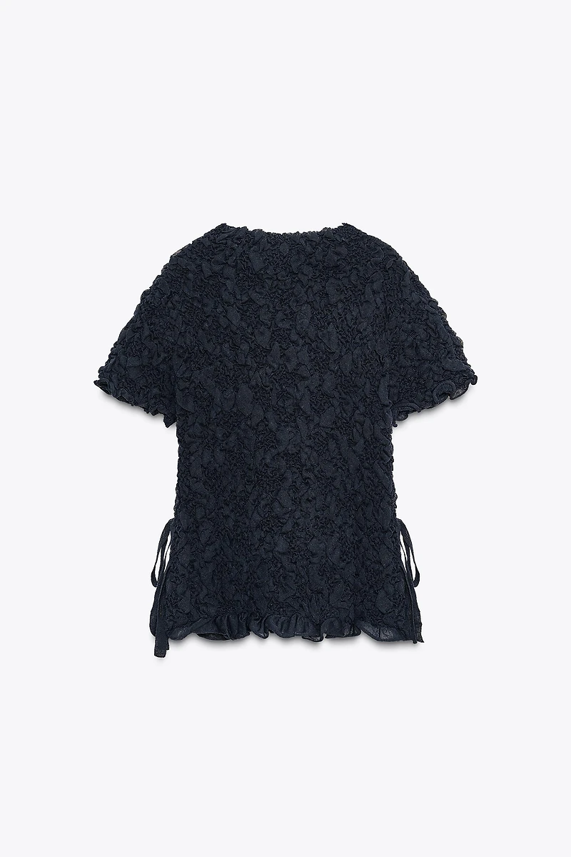 TEXTURED KNIT TIE TOP