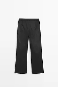 Rubberised cropped flare pants