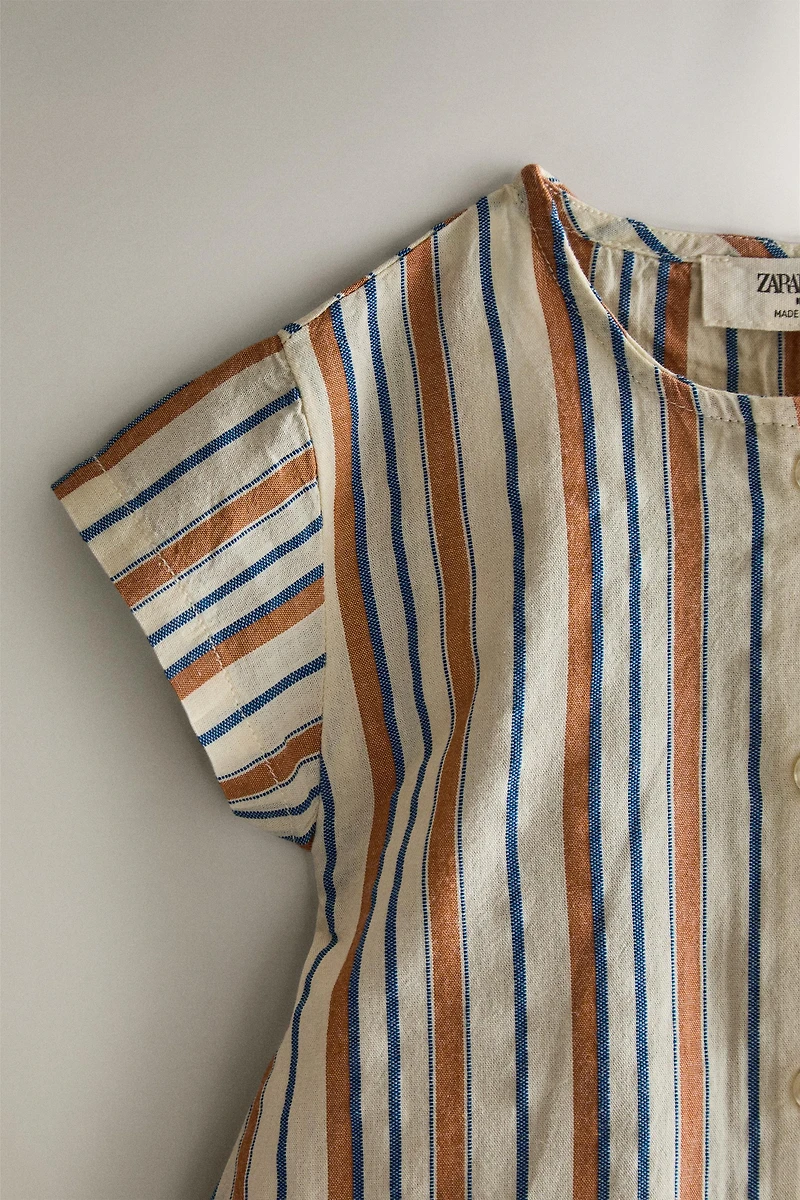 BABY STRIPED FOOTED ROMPER