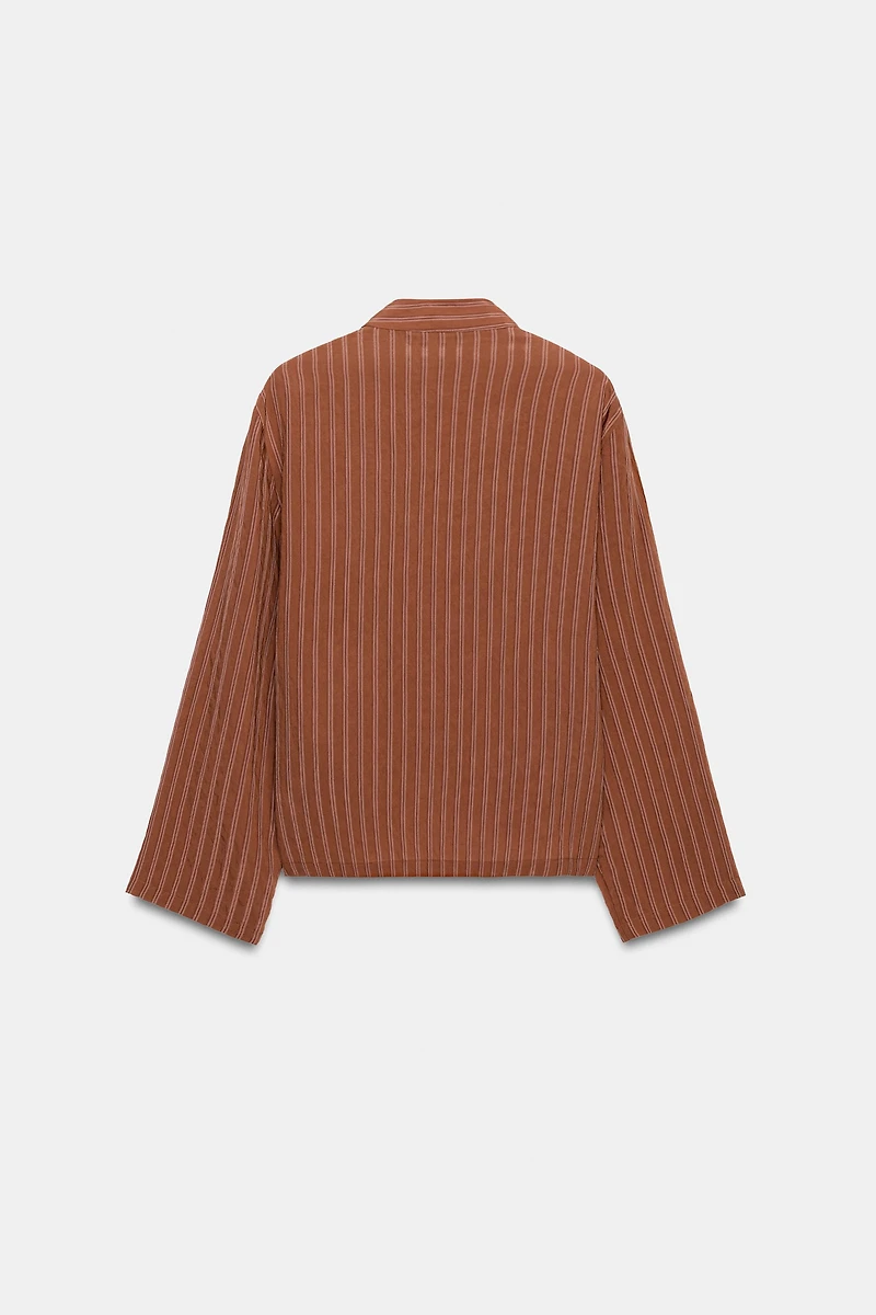 ZW COLLECTION STRIPED FROG FASTENING SHIRT