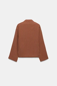 ZW COLLECTION STRIPED FROG FASTENING SHIRT