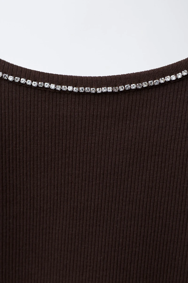 JEWELED RIB T-SHIRT