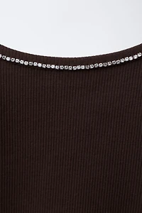 JEWELED RIB T-SHIRT