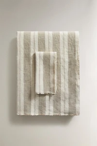 HEAVY STRIPED LINEN TABLECLOTH