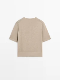 Linen blend short sleeve cardigan