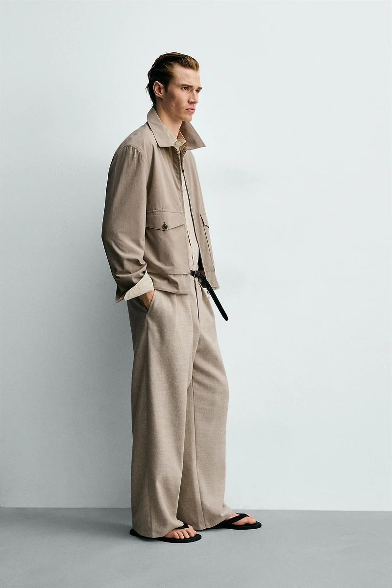 RELAXED FIT PLAID TEXTURED JACKET