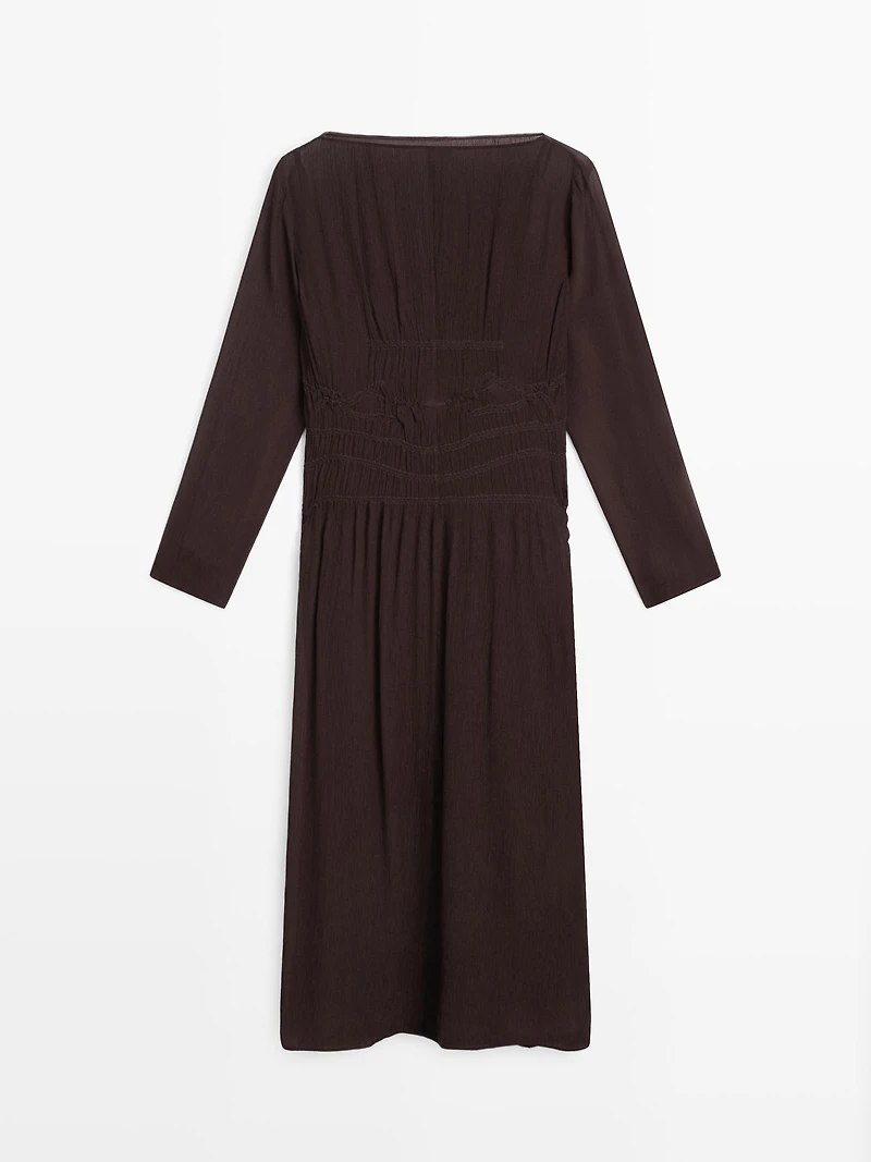 Flowing midi dress with gathered detail