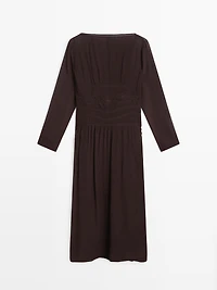 Flowing midi dress with gathered detail
