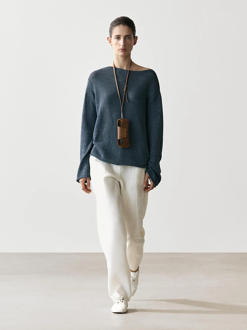 Cotton blend cutwork sweater