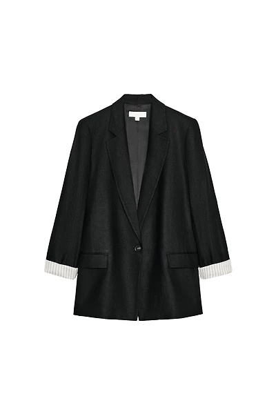 LINEN BLAZER WITH ROLLED SLEEVES