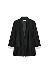 LINEN BLAZER WITH ROLLED SLEEVES