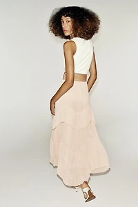 COMBINED MIDI BELTED DRESS