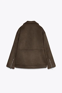 FAUX SUEDE BIKER JACKET