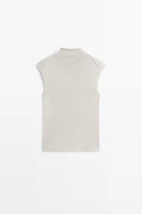 Cotton blend high neck knit top