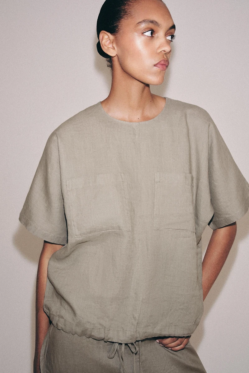 100% LINEN LACED TOP ZW COLLECTION