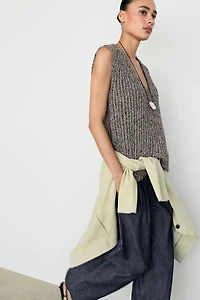 Cotton blend heathered knit top