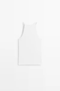 Top encolure américaine en coton mélangé