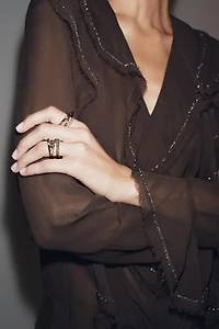 PACK OF 2 COMBINED SPARKLY JEWEL RINGS