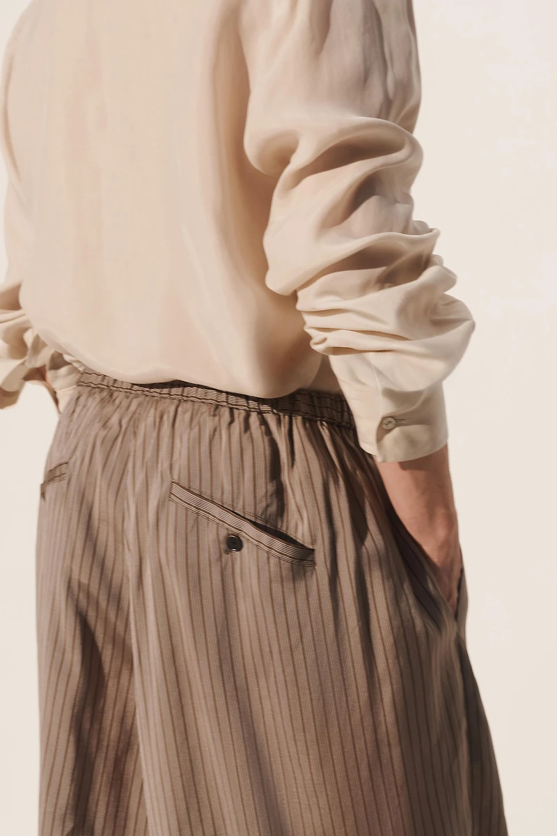 PANTALON BALLON À RAYURES EN VISCOSE ET CUPRO